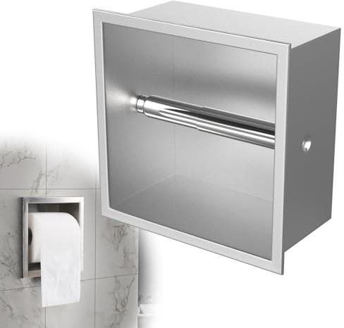 EFUTURETIME Unterputz Toilettenpapierhalter Edelstahl 17×17×8,6cm Silber | Einbau-Klopapierhalter, Platzsparend, WC-Papierrollenhalter mit Schnellwechsel, für Schmale Badezimmer