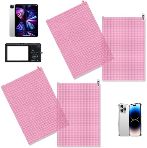 4 protectores de pantalla universal A4 descubrible, 300 × 202 mm, ultratransparente, antiarañazos, antihuellas, repelente al agua, compatible con GPS, tableta, reloj, cámara, pantalla auto