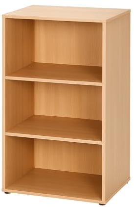 Aktenregal Buche 3 Fächer H114xB80xT40 cm, stabiles Büroregal Holz, Bücherregal mit 2 höhenverstellbaren Holzböden, Homeoffice-Regal für Büromaterial, Regal für Privat und Gewerbe, Vorratsregal