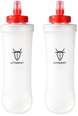 UTOBEST U/lab Soft Flask 500ml, Collapsible Water Bottle, 2 pcs | Food Grade TPU,BPA-Free,High-Flow Bite Valve,42mm Easy Use, Quick Access,Fits most running vests for Running,Marathon, Hiking