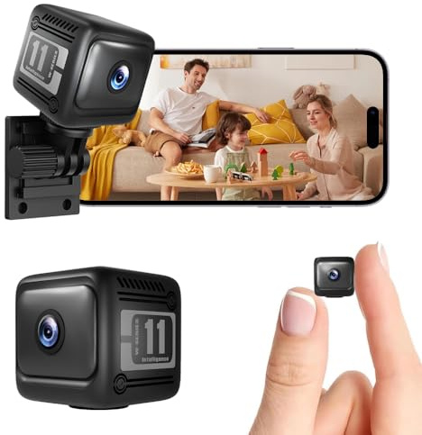 Mini caméra espion cachée 4K HD Bluetooth et WiFi sans fil pour intérieur et extérieur avec vision nocturne, détection de mouvement, enregistrement à distance, grand angle de 130°, contrôle par