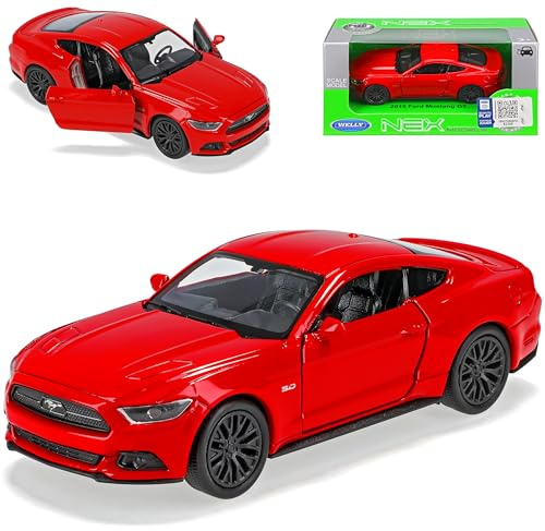 alles-meine.de GmbH Ford Mustang VI Coupe Rot Ab 2014 ca 1/43 1/36-1/46 Welly Modell Auto mit individiuellem Wunschkennzeichen