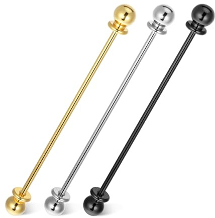 3 Stück Krawattennadel Metall Klassischer Krawattenklammer Herren Kragen Pin Krawatte Clip Bar Kette Hemd Kragen Pin Anzug Brosche Revers für Hemd Herren Zubehör Valentinstag (Silber/Gold/Schwarz)