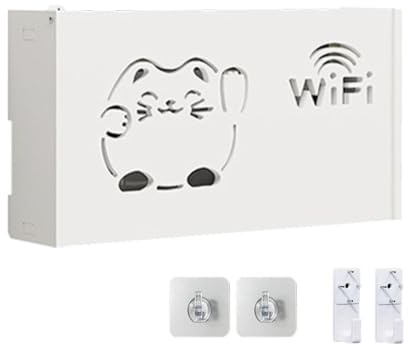 Generico Scatola Portaoggetti Per Router: Organizer WiFi Da Appendere Alla Parete, Gestione Dei Cavi Nascosta, Compatto | Rack Per Router Di Facile Montaggio Senza Foratura, Ideale Per Apparecchiat