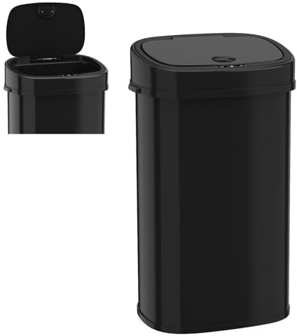 COSTWAY 58L/68L Automatic Kitchen Bin, Dual-Zone Touchless Infrared Motion Sensor Waste Bin with Soft Closure Lid, Anti-Fingerprint Smart Garbage Trash Can for Home Bathroom (58L)