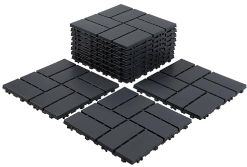 ISOISL Terrassenfliesen Set 3m² – 30x30cm PP Holzfliesena mit Klicksystem