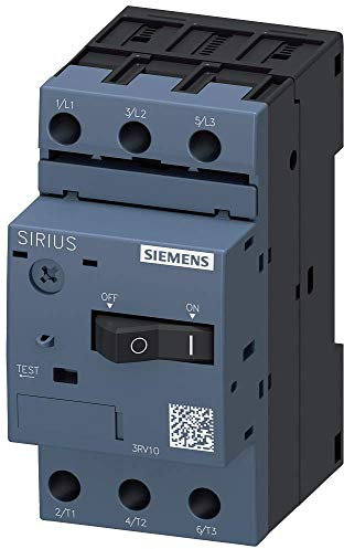 Siemens 3RV1011-1HA10 Circuit breaker size S00 for motor protection, CLASS 10 A release 5.5.8 A N release 104 A Screw-type connection Standard switching capacity, White