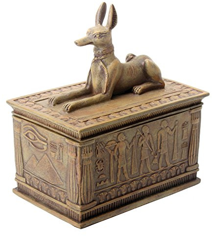YTC Summit International Ancient Egyptian Sandstone Anubis God of the Afterlife Jewelry Trinket Box