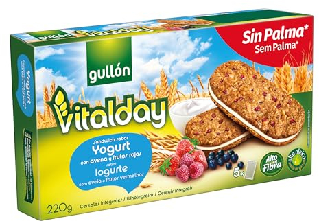 Gullón Vitalday Sandwich Yogur Galleta Desayuno y Merienda, Paquete de 5 x 44g