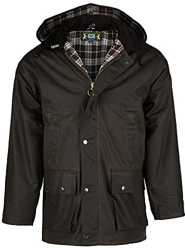 Romneys Wachsjacke Country – klassische englische Outdoorjacke aus gewachster Baumwolle, wasserdicht & winddicht, robuste Regenjacke mit Kapuze für Damen und Herren (braun, M)