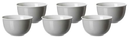 Ritzenhoff & Breker Doppio Müslischalen ø 14 cm, 6er Set, Schalen mit farbiger Außenseite, Buntes Mix-und-Match-Geschirr, Porzellan, Grau
