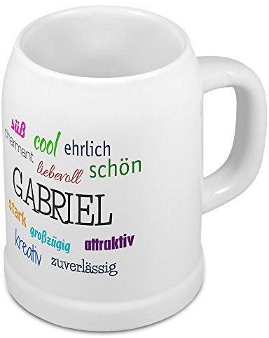 digital print Bierkrug mit Name Gabriel - Positive Eigenschaften von Gabriel - Namens-Tasse, Becher, Maßkrug, Humpen