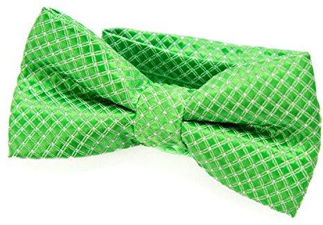 DonDon Edle Kinder Jungen Fliege gebunden und längenverstellbar 9 x 4,5 cm hellgrün glänzend mit silbernen Punkten