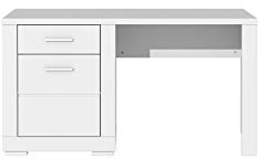FORTE Snow Schreibtisch mit 1 Tür und 1 Schublade, Holzwerkstoff, Weiß matt, 138 x 75,9 x 67,4 cm