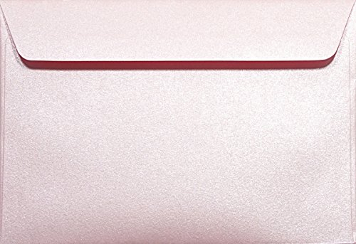 Netuno 100 enveloppes roses nacrées C6 114x162mm 120g Majestic Petal enveloppes décoratives élégantes brillantes pour mariage anniversaire baptême Noël invitations cartes-lettres cartes de voeux