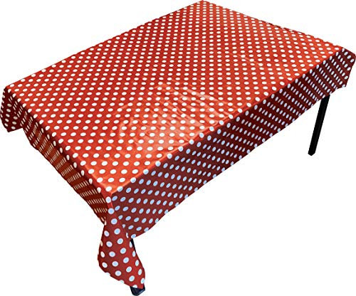 Springboard PVC Table Cloth and Floor Cover - Rectangular Waterproof Wipe Clean Tablecloth for Kids Messy Play and Arts and Crafts - Plastic Wipeable Table Cover - 1.4 x 1.7m Rectangle - Red Spot