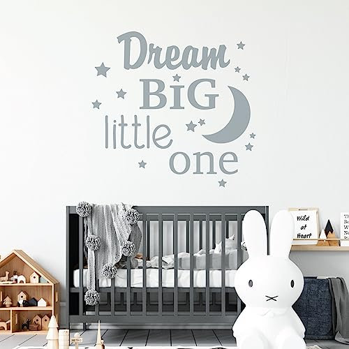 Wall Designer Wandtattoo, Motiv Dream Big Little One, für Kinderzimmer Large (580 x 570mm) Silber