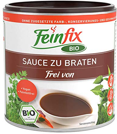 Feinfix BIO Sauce zu Braten 270g (2,5l) | Soßenbinder lactosefrei & vegan Pulver vegetarisch für Bratensoße/Gemüse Soße/Bratensaucen zum Grillen/Nudeln Soße | F7-ZHHR-A7VY