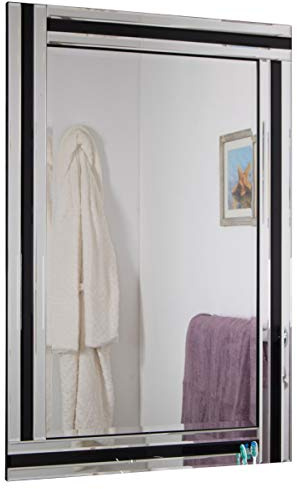 Dalton Black And Silver Bevelled Triple Edge Wall Mirror 2ft3 x 1ft10 68cm x 56cm, YC098