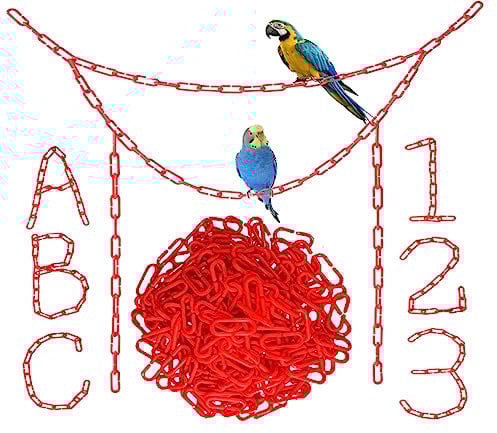 Hyamass 200pcs Red Link C-Clips Hooks Chain Links C-Links Children's Learning Toy Small Pet Rat Parrot Bird Toy