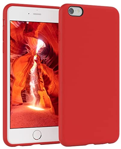 EAZY CASE Premium Silikon Handyhülle kompatibel mit iPhone 6 / 6S, Slimcover mit Kameraschutz und Innenfutter, Silikonhülle, Schutzhülle, Bumper, Handy Case, Hülle, Softcase, Rot