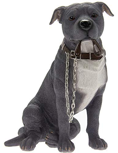 The Leonardo Collection Walkies Range Dekofigur Staffordshire Bullterrier, Kunstharz, blau, 19 x 13 x 8cm