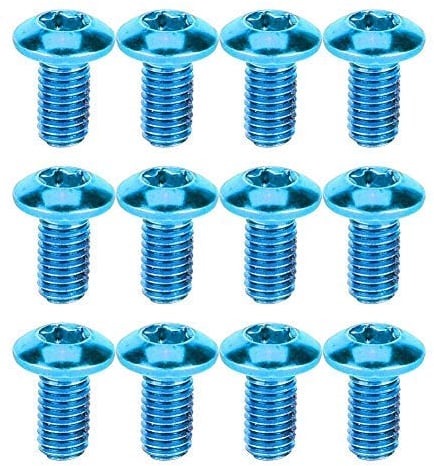 12 Stück Mountainbike Scheibenbremsen Rotorschrauben MTB Fahrradschrauben Bremsscheibenschrauben für MTB Rennrad Mountainbike T25 Kopf (blau)