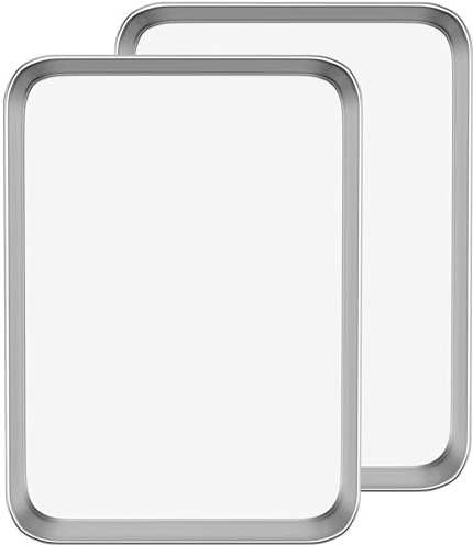 Umite Chef Backblech-Set, 2 Stück, Edelstahl, Backblech, professionell, 40,6 x 30,5 x 2,5 cm, ungiftig & gesund, hochglanzpoliert & rostfrei, leicht zu reinigen & spülmaschinenfest