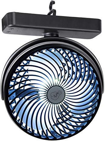 REENUO 7 Inches Tent Fan with LED Light, Portable 10000mAh Rechargeable Battery Operated Fan for Camping, Emergency, Office