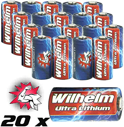 20 x CR123 WILHELM 3V Lithiumbatterie CR123A 123 CR DL123 CR17345 Fotobatterie Photo