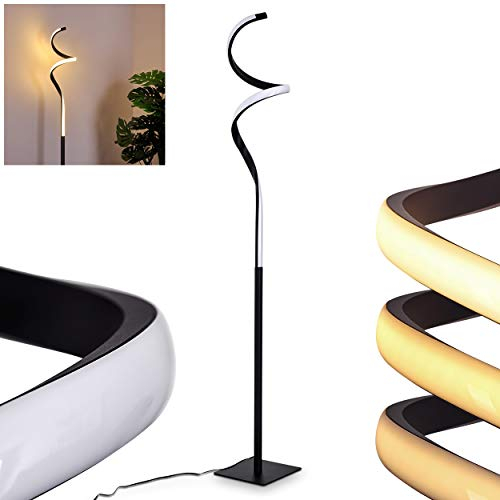 HOFSTEIN LED Stehlampe Pitasch, moderne Stehleuchte aus Metall/Kunststoff in schwarz/weiß, 1 x 11 max. 11 Watt, 1150 Lumen, 3000 Kelvin, Höhe 146,5, mit An-/Ausschalter am Gehäuse, stufenlos dimmbar