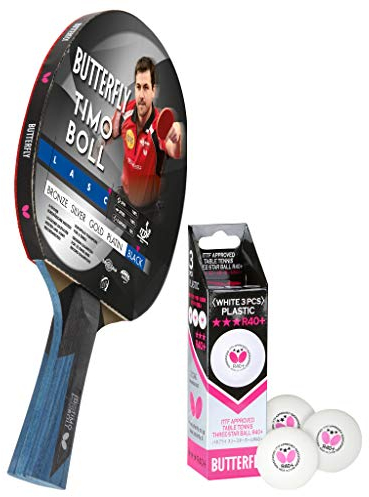 Butterfly Timo Boll Black Tischtennisschläger + 3*** ITTF R40+ Tischtennisbälle | Tischtennisschlägerset | Tischtennis Profi Set