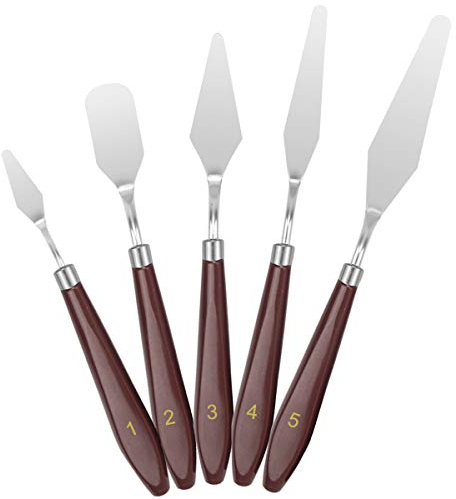 Skyzone 5 PCS Palette Knife Set,Stainless Steel Painting Mixing Scraper Set Oil Painting Knife Tools,Artist Painting Spatula Oil Painting Color Mixing Accessories for Artist Oil Painting