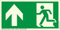 Hochwertiges Notausgangsschild Rettungsweg OBEN Symbol-Schild,Gr.: 300 x 150 mm, langnachleuchtende Aluminium Platte mit selbstklebender Schaumschicht grün, Symbol nach ISO 7010,SUPER-N DIN 67510