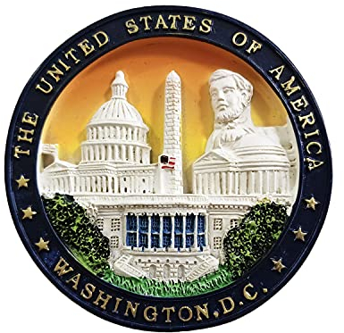 Wedare Magnet Souvenir Washington DC USA 3D-Kühlschrankmagnet, Touristen-Souvenirs-Aufkleber, Heim- und Küchendekoration, USA-Kühlschrankmagnet, 7 × 7 cm