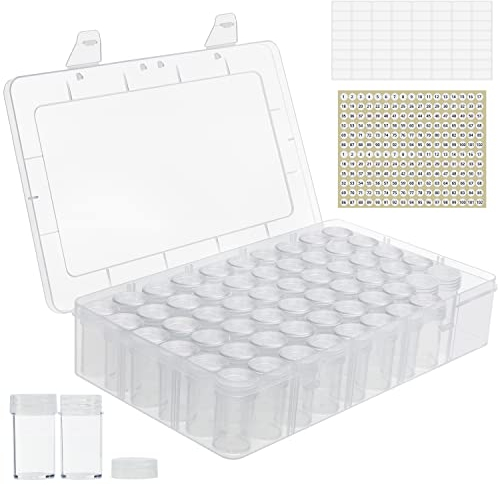 Kurtzy 60 Pack Clear Plastic Bead Storage Organiser Box with Removable Containers - 10ml Compartments with Lids - Diamond Dot Painting Beads, Jewellery, DIY Nail Art, Earrings, Glitter & Embroidery