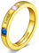 Custom4U Personalisierter Damen Namenring mit Geburtsstein Gravur Edelstahl 3mm breit Frauen Zirkonia Bandring Gold Memorial Ring Ehering Verlobungsring Ringgröße 59.5(19)