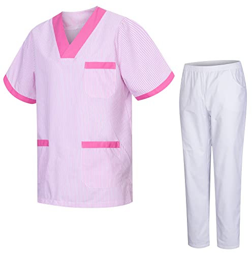 MISEMIYA - Uniforme Sanitario Unisex Uniformes Sanitarios MÉDICOS con Pantalon Blanco T817-8312-BLANCO - XL, Fucsi T817-9