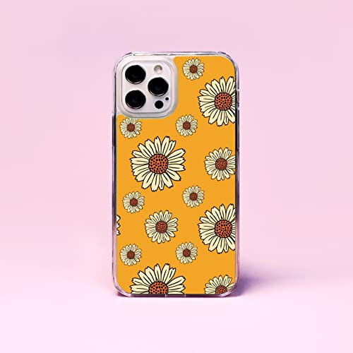 Retro Flowers 70'S Groovy Pattern Plastic Phone Case/Cover Compatible with iPhone 11 Pro Max Yellow Daisies