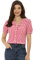 Allegra K Chemise à carreaux vichy pour femme, haut à carreaux pour femme, col volant, manches courtes, Rouge, 36