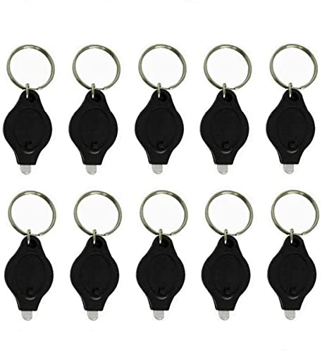 MACHSWON 10PCS Mini Keychain Torches Flashlight UV Money Checker Key-Chain LED Money Detector Light Key Ring Light Torch Black