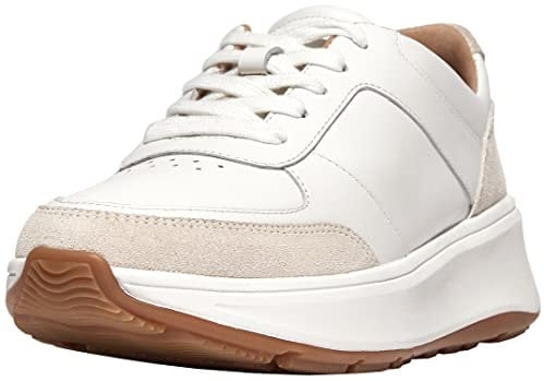 Fitflop Womens F-Mode Leather/Suede Flatform Sneaker, Urban White, 5 UK
