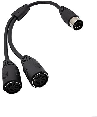Traovien Cable de sincronización MIDI, conector DIN de 7 pines, 1 macho a 2 hembra, cable divisor Y MIDI, adaptador de conector de 7 pines (30 cm)