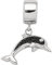 DUR Einzel Charm-Anhänger Delfin für Damen aus 925er Sterling-Silber mit Lavasand in der Farbe Silber und Schwarz, Maße: 1,73x1,6 cm, F287