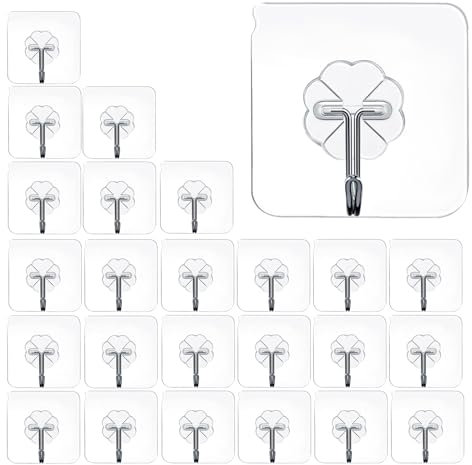 : GaoBangM Ceiling Hooks Self Adhesive,Bathroom Kitchen Nail Free Sticky Hangers with Stainless Hooks 24 pcs Utility Towel Bath Sticky Hooks Extra Strong