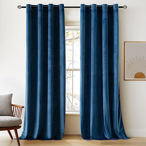 Woaboy Samtvorhänge Verdunkelungsvorhang Gardinen Samt mit Ösen Blickdicht für Wohnzimmer Blackout Curtains Thermovorhang Schalldämmend Schlafzimmer 2er Set 117x228cm (B x H) Petrol