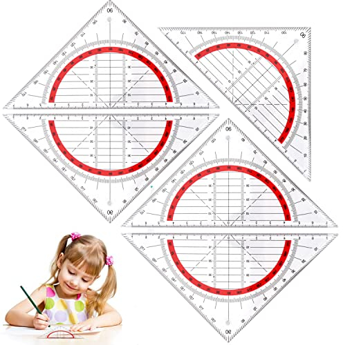 5 Stück Geodreieck aus Kunststof, Transparentes Kleines Geodreieck Multifunktionales Geometrie Dreieck, Geodreieck Set für Malerei Designer Büro Klassenzimmer, 14cm