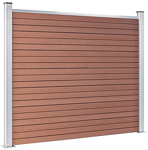 Yolola WPC-Sichtschutz-Zaun, Steckzaun, Gartenzaun Komplettset, 180 x 146 cm, Braun