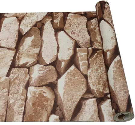 Trafagala Rustic Brick Effect Wallpaper - 3D Stone Pattern Effect, Non-Woven Fabric, Anti-Fouling Texture, Vintage Slate for House Decoration