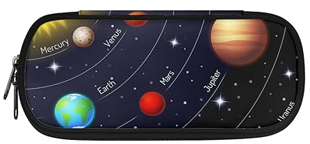 Belidome Großes Federmäppchen mit Reißverschluss, für Schule, Büro, Stifteetui, Aufbewahrungstasche, Sonnensystem Planet Galaxie, Einheitsgröße, Schulranzen-Set